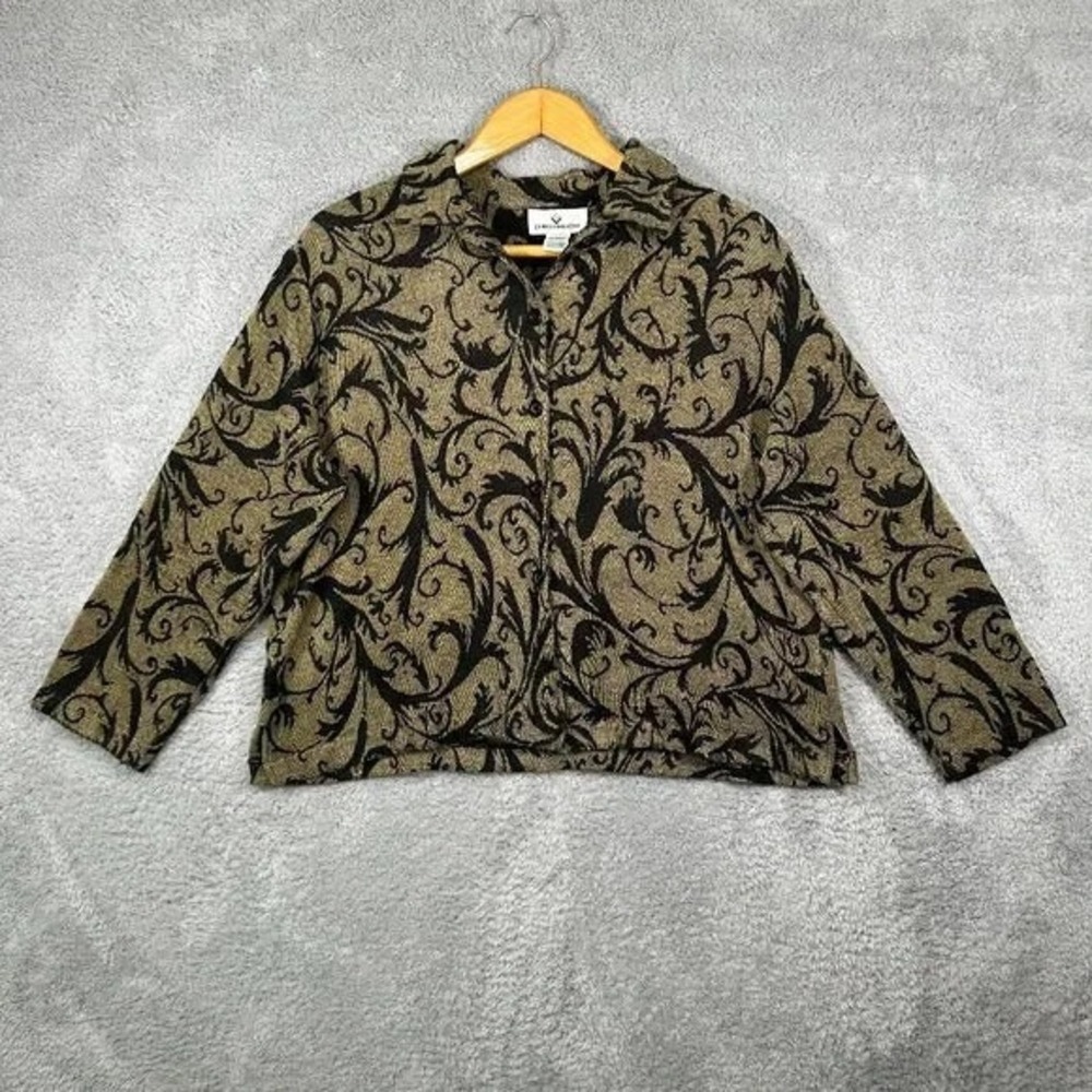 ERIN LONDON Womens Vintage Jacket Top Sz XL Floral Tapestry Gold‎ Pattern Jacket